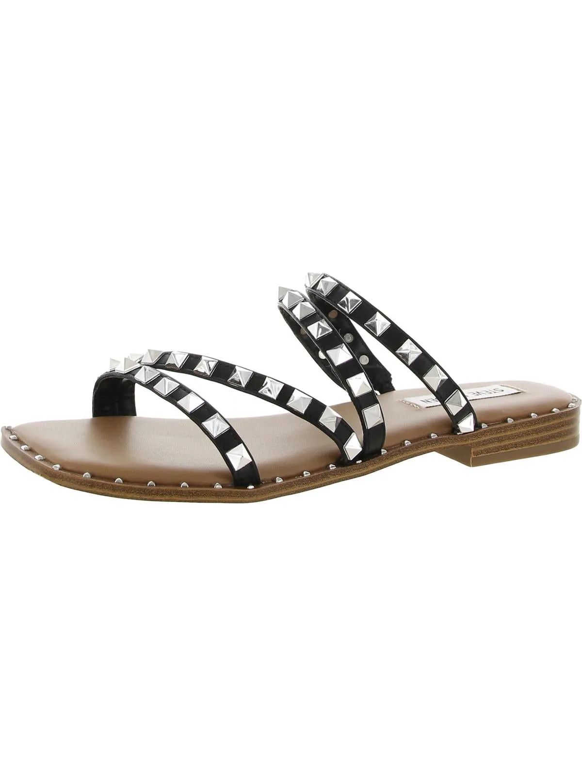 Skyler Womens Square Toe Slip On Flat Sandals