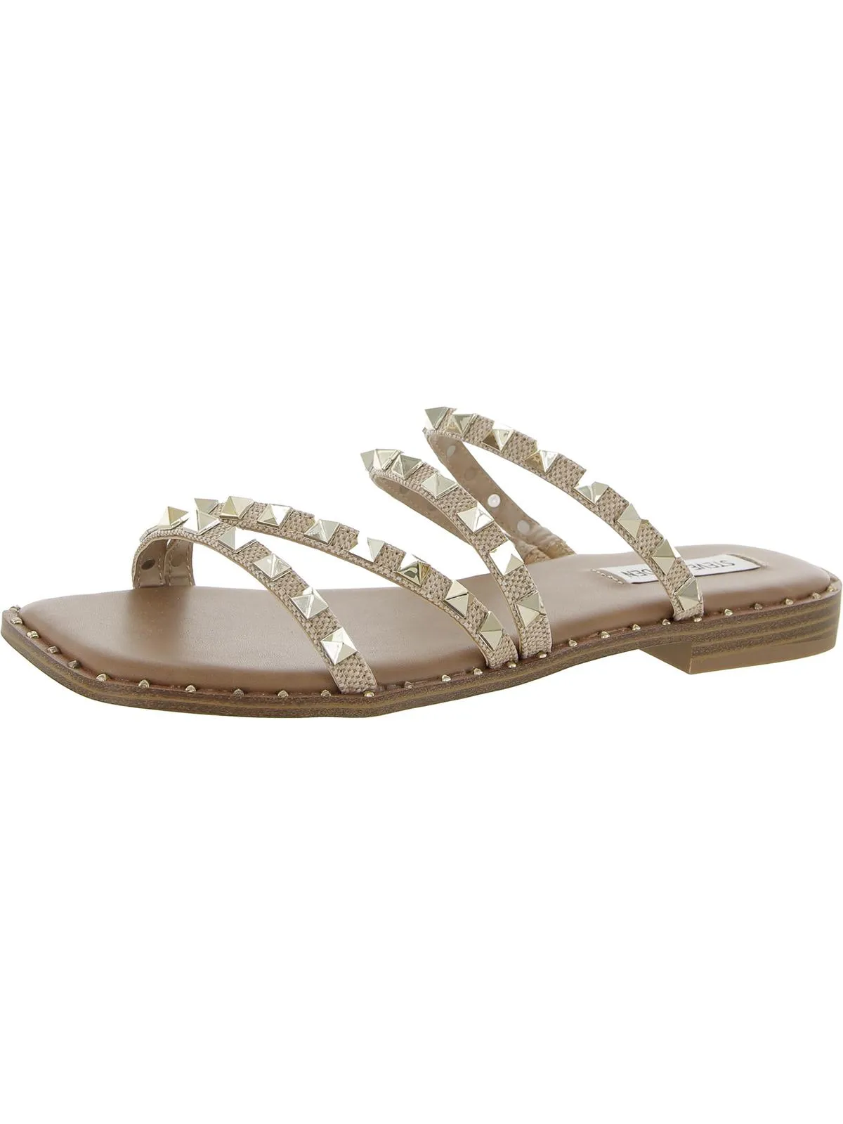 Skyler Womens Square Toe Slip On Flat Sandals