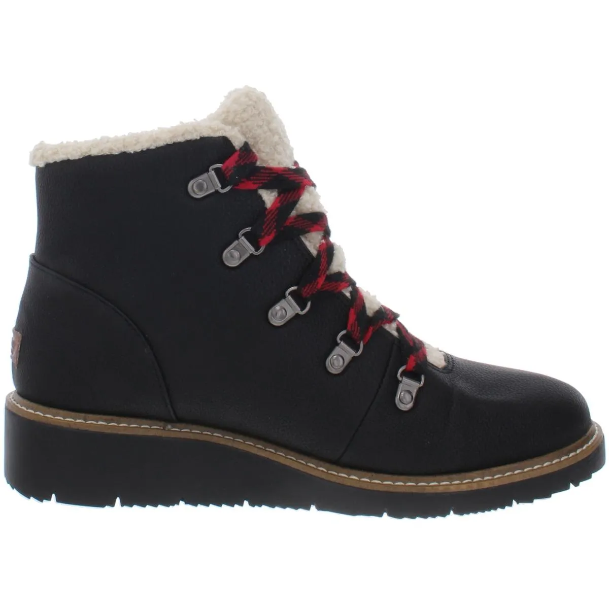 So Cozy Womens Faux Leather Wedge Winter Boots
