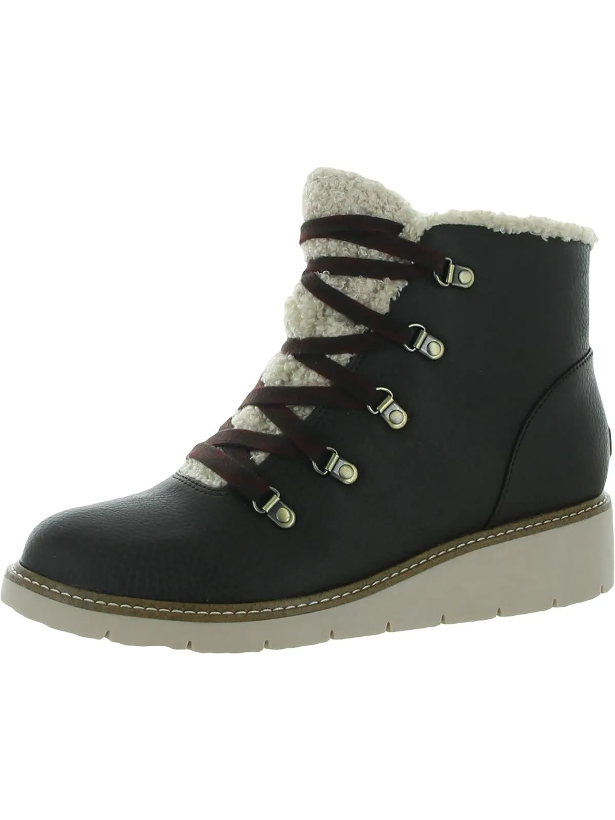 So Cozy Womens Faux Leather Wedge Winter Boots