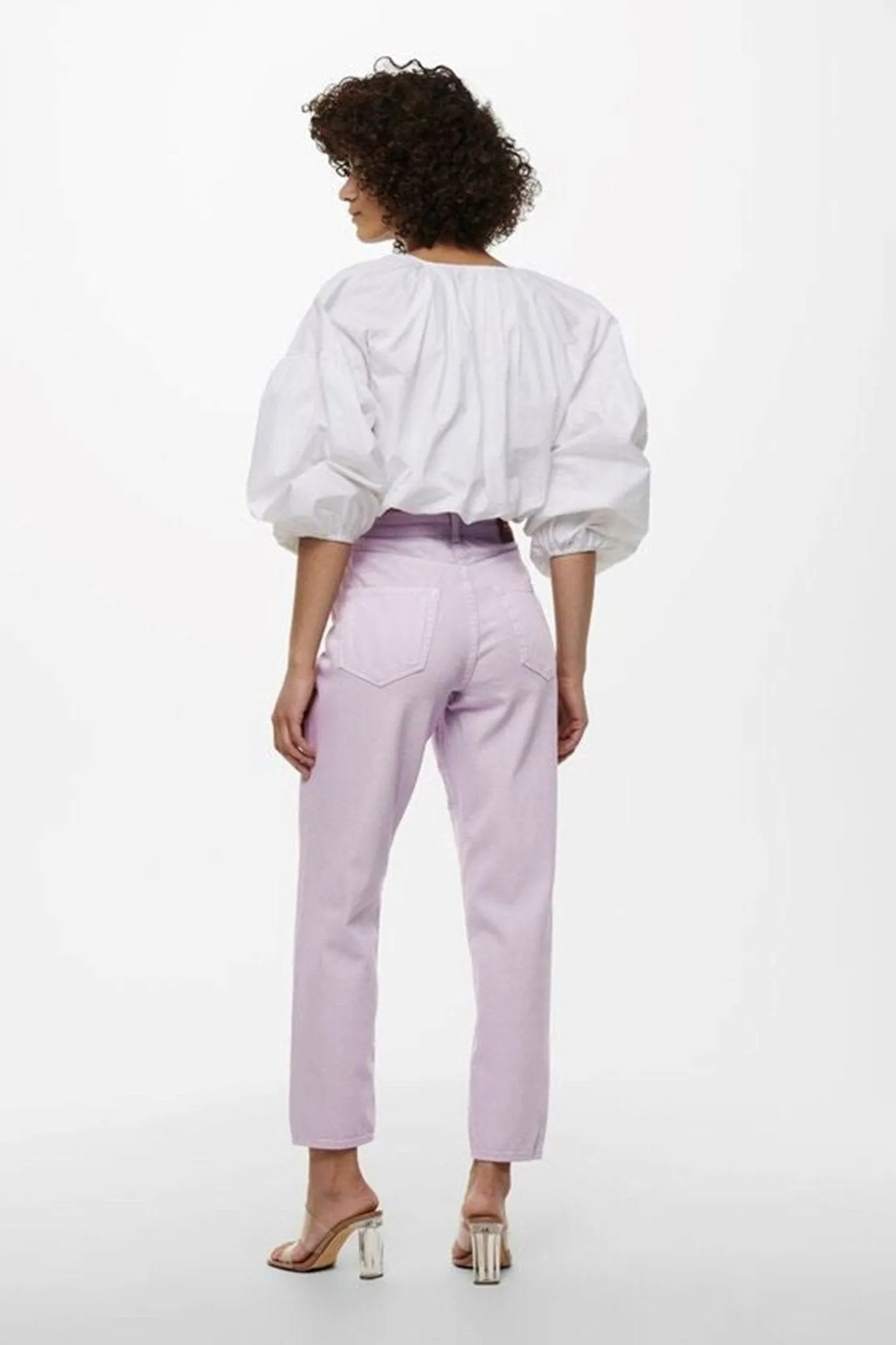 Solid Colour Mum Jeans - Orchid Bouquet