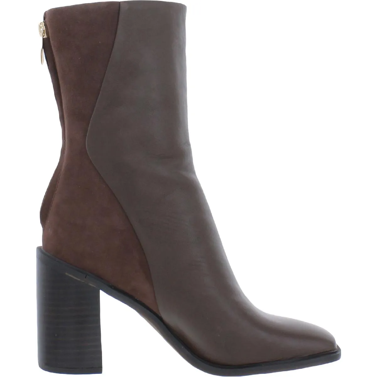 Steviena Womens Leather Square Toe Mid-Calf Boots