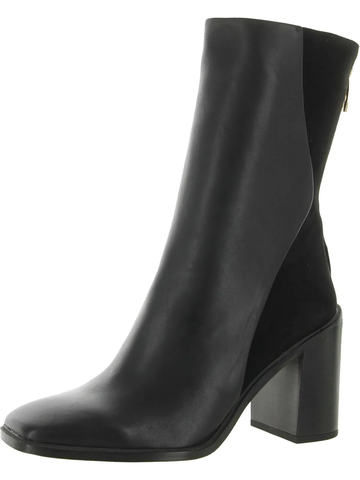 Steviena Womens Leather Square Toe Mid-Calf Boots