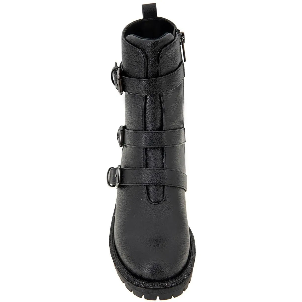 Tate Womens Faux Leather Rhinestone Motorcycle Boots