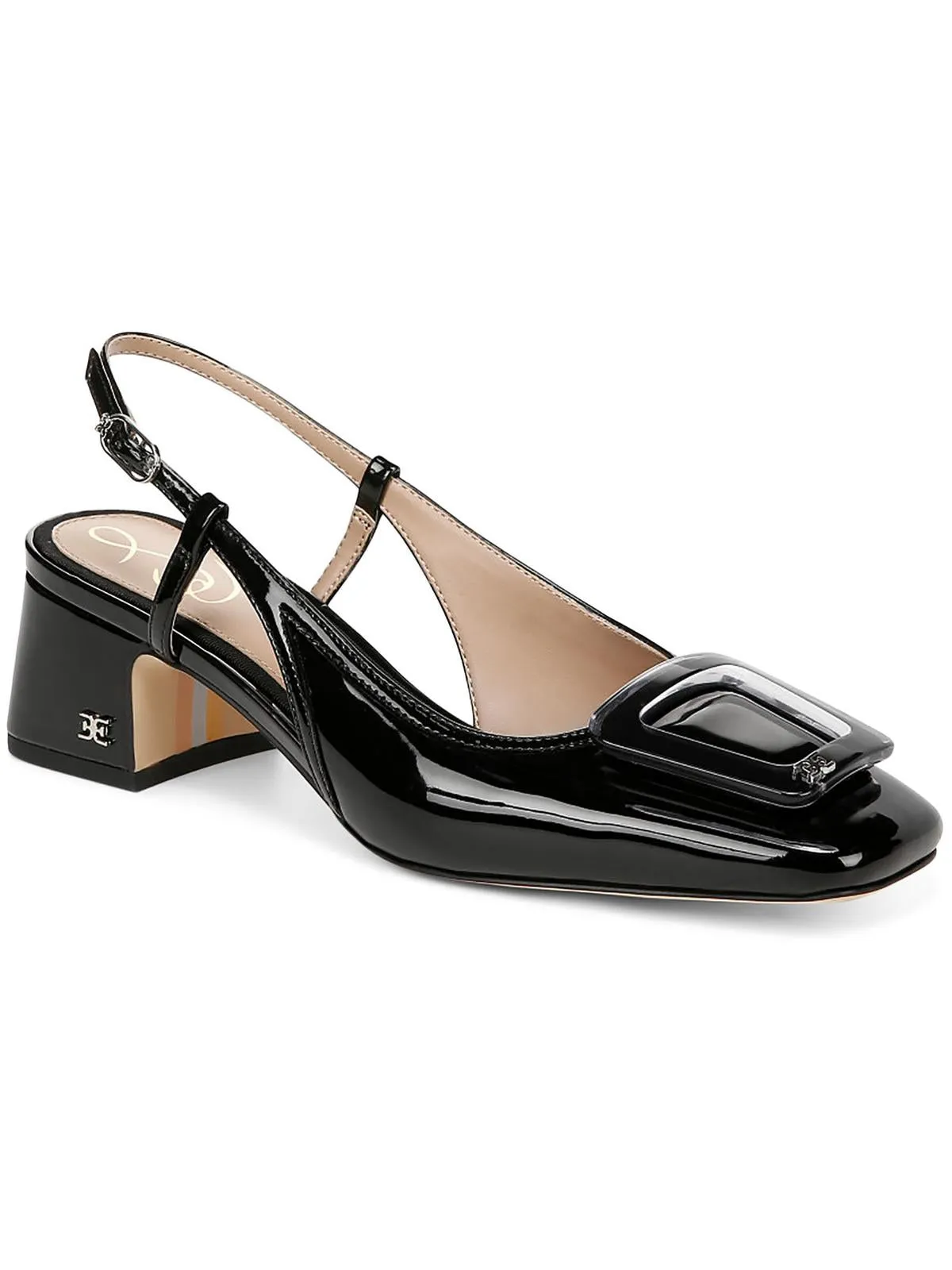 TRACIE Womens Patent Leather Block Heel Mule Sandals