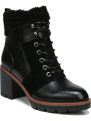 VAL Womens Leather Lug Sole Combat & Lace-up Boots
