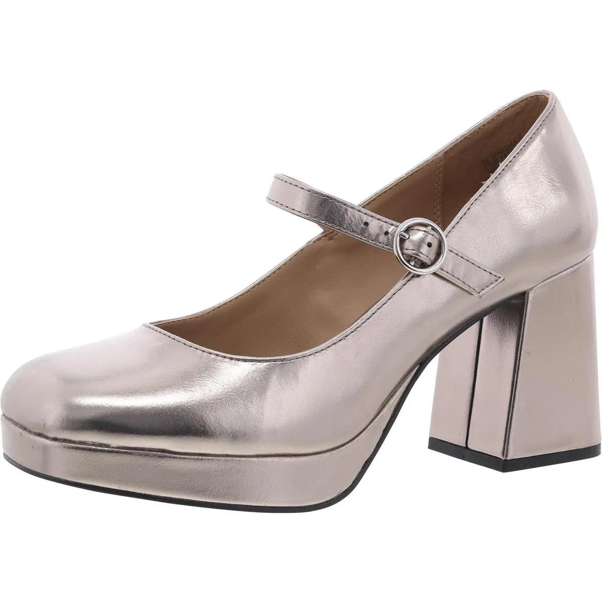 Vaneciaa Womens Round Toe Slip On Mary Jane Heels