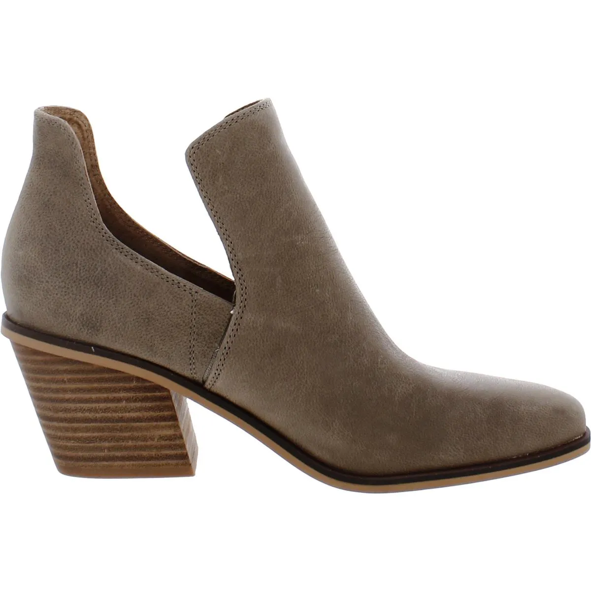 Vellida Womens Leather Stacked Heel Ankle Boots