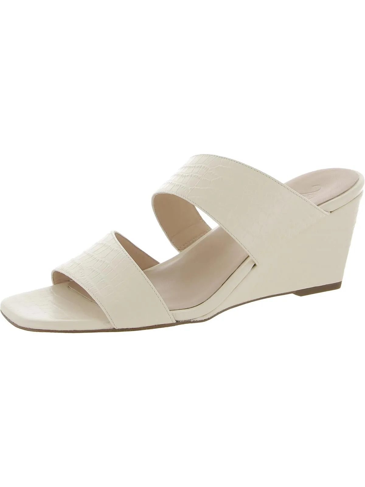 Vennice Womens Leather Slide Wedge Sandals