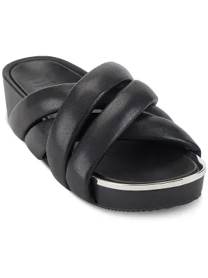 Vienna Womens Faux Leather Slip On Wedge Heels