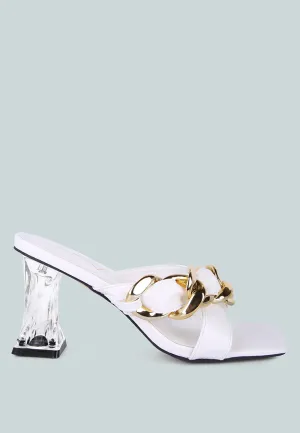 wandy clear heel chain detail sandals