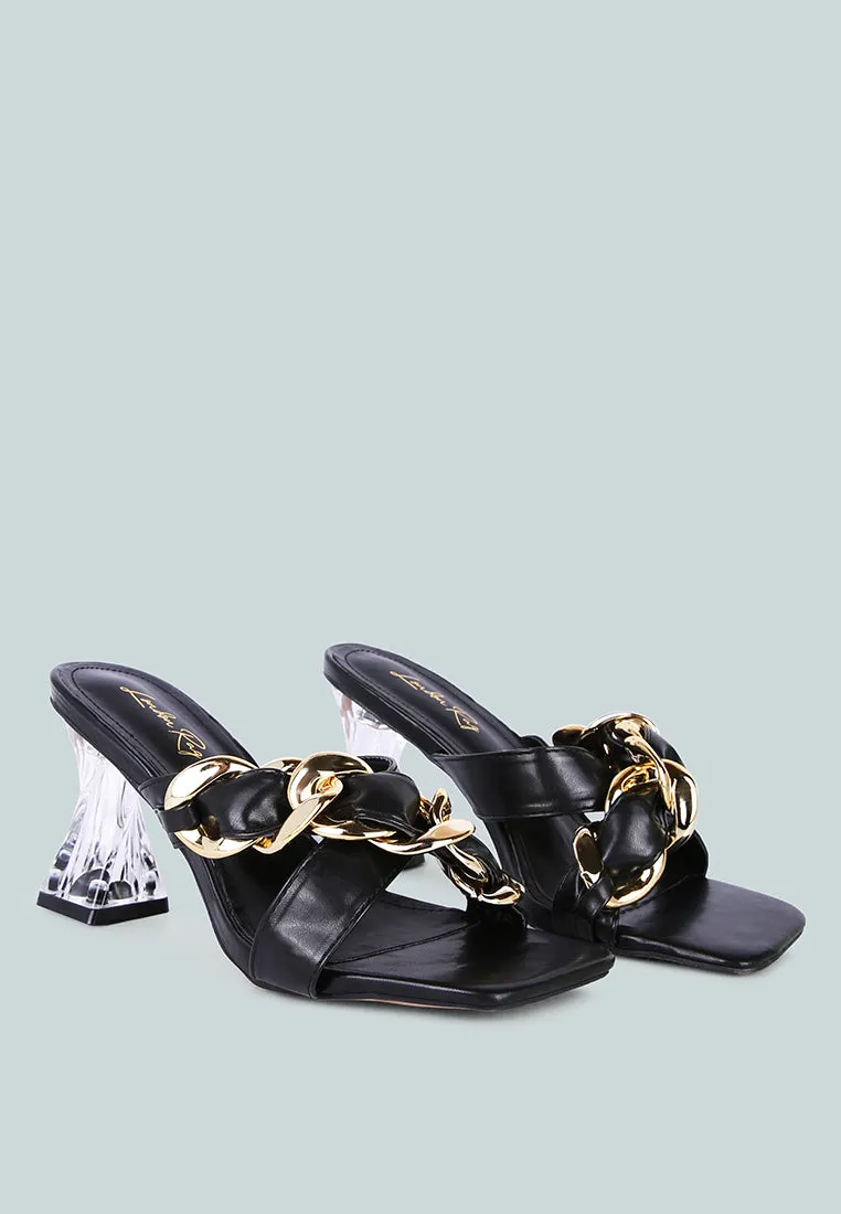 wandy clear heel chain detail sandals