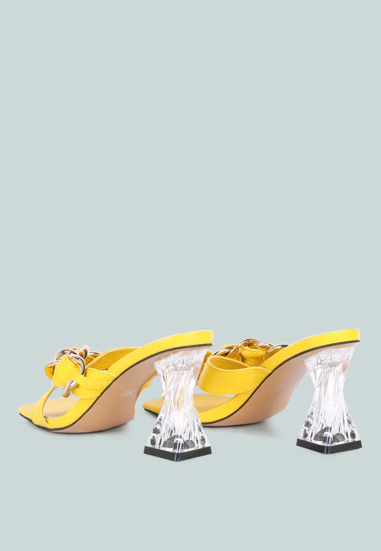 wandy clear heel chain detail sandals