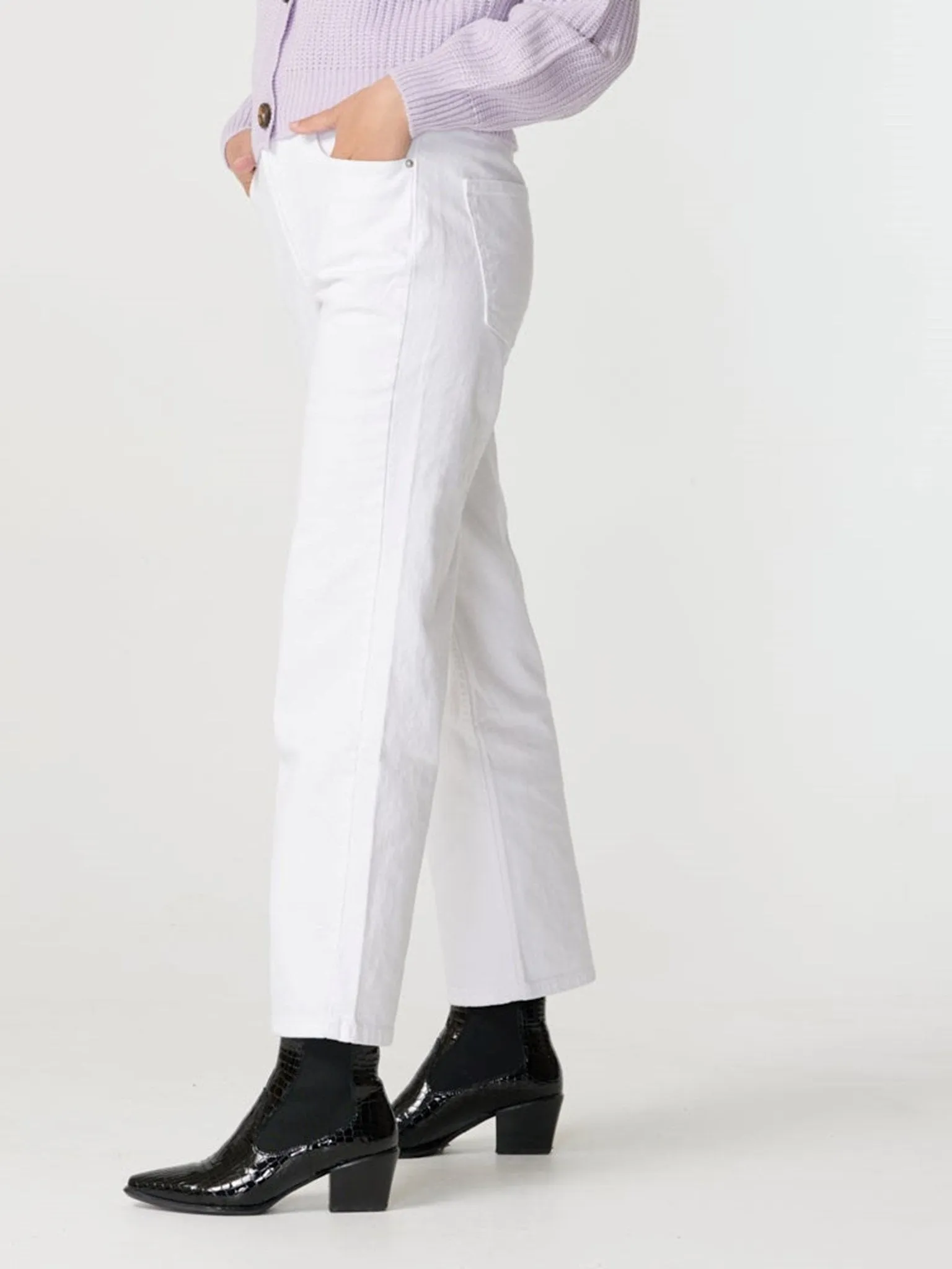 Wide high-waist jeans - White