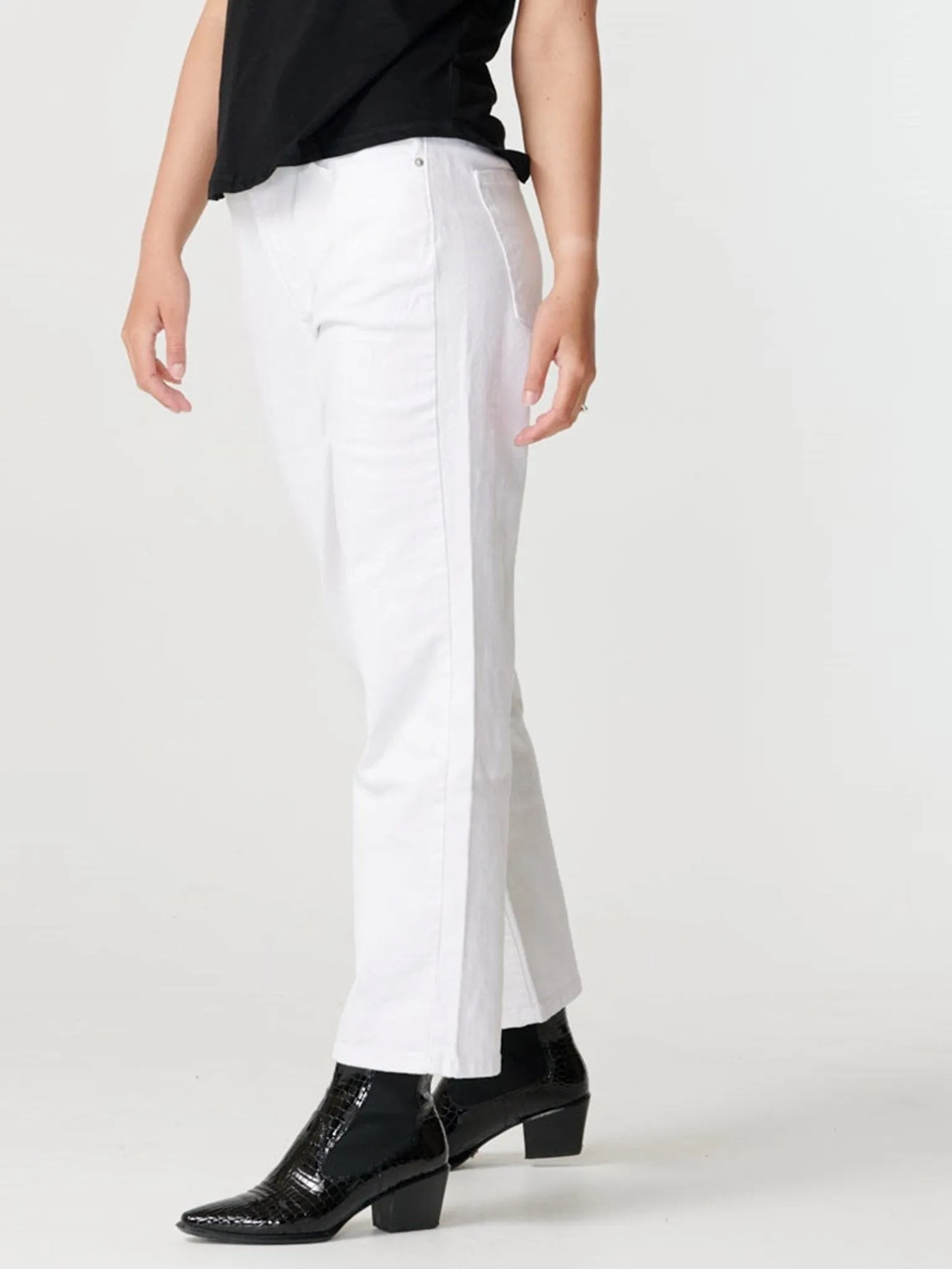 Wide high-waist jeans - White
