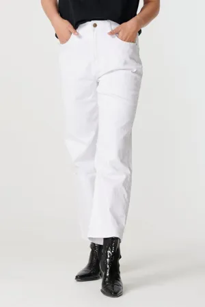 Wide high-waist jeans - White