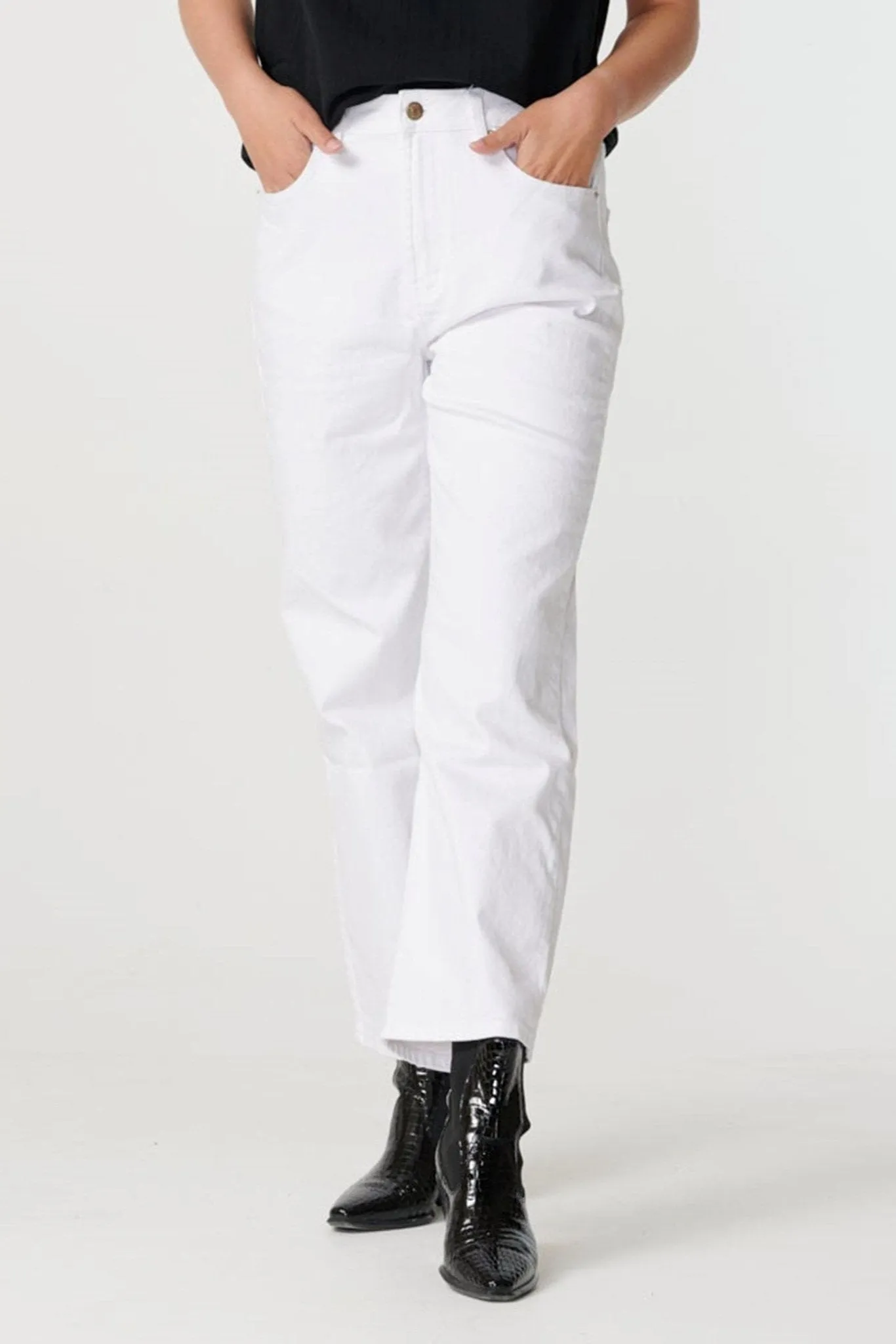 Wide high-waist jeans - White