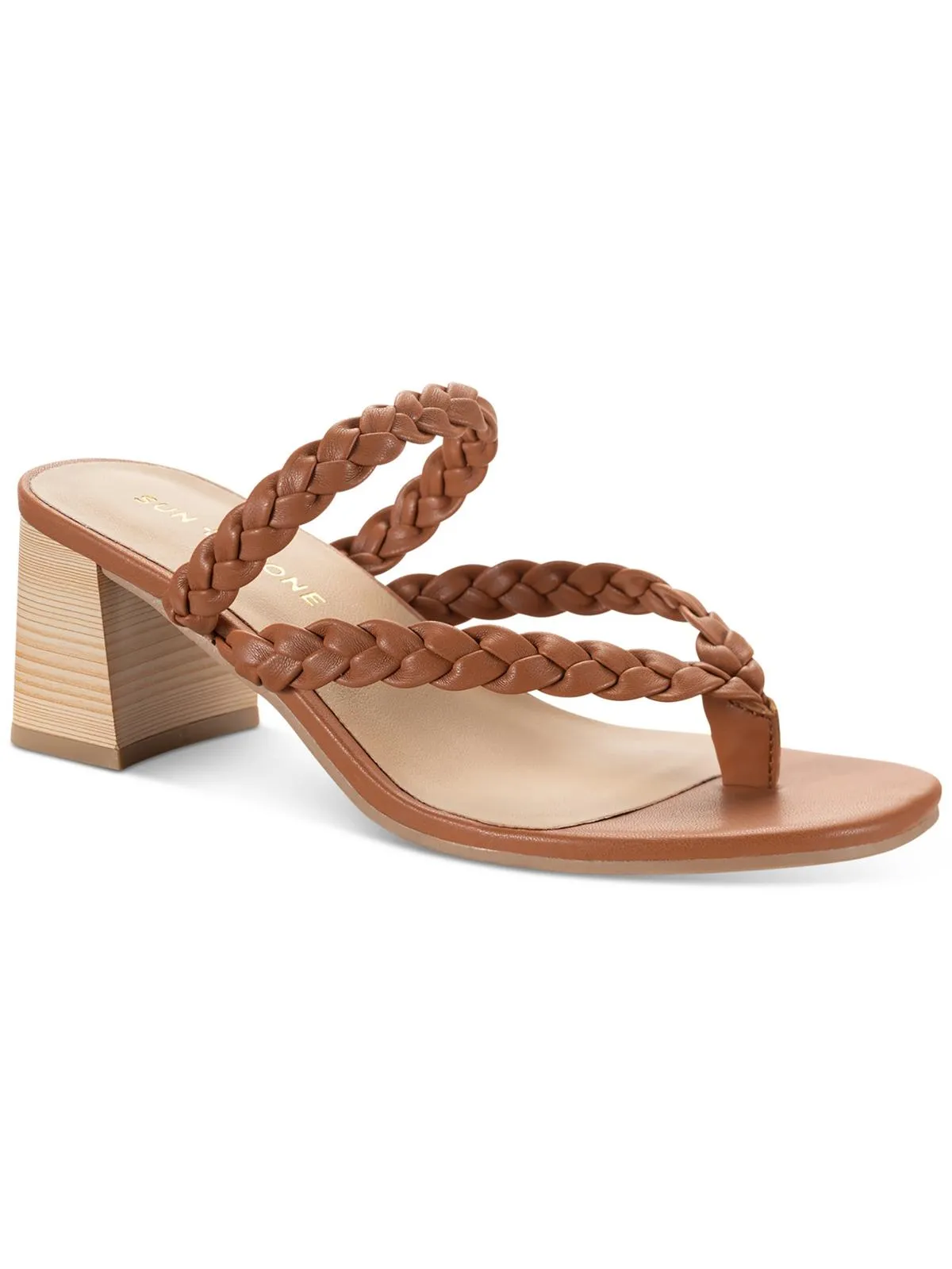 WIINNIE Womens Faux Leather Open Toe Block Heels