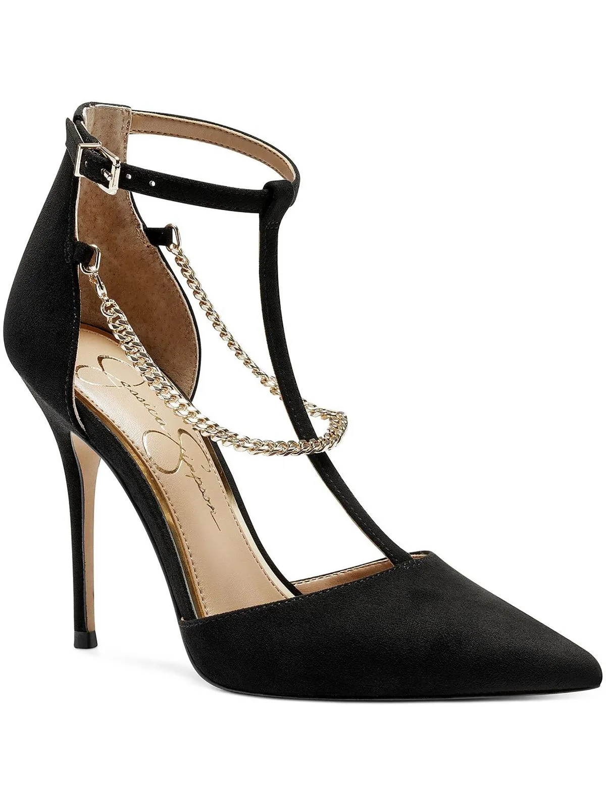 Wintelle Womens Chain T-Strap Heels