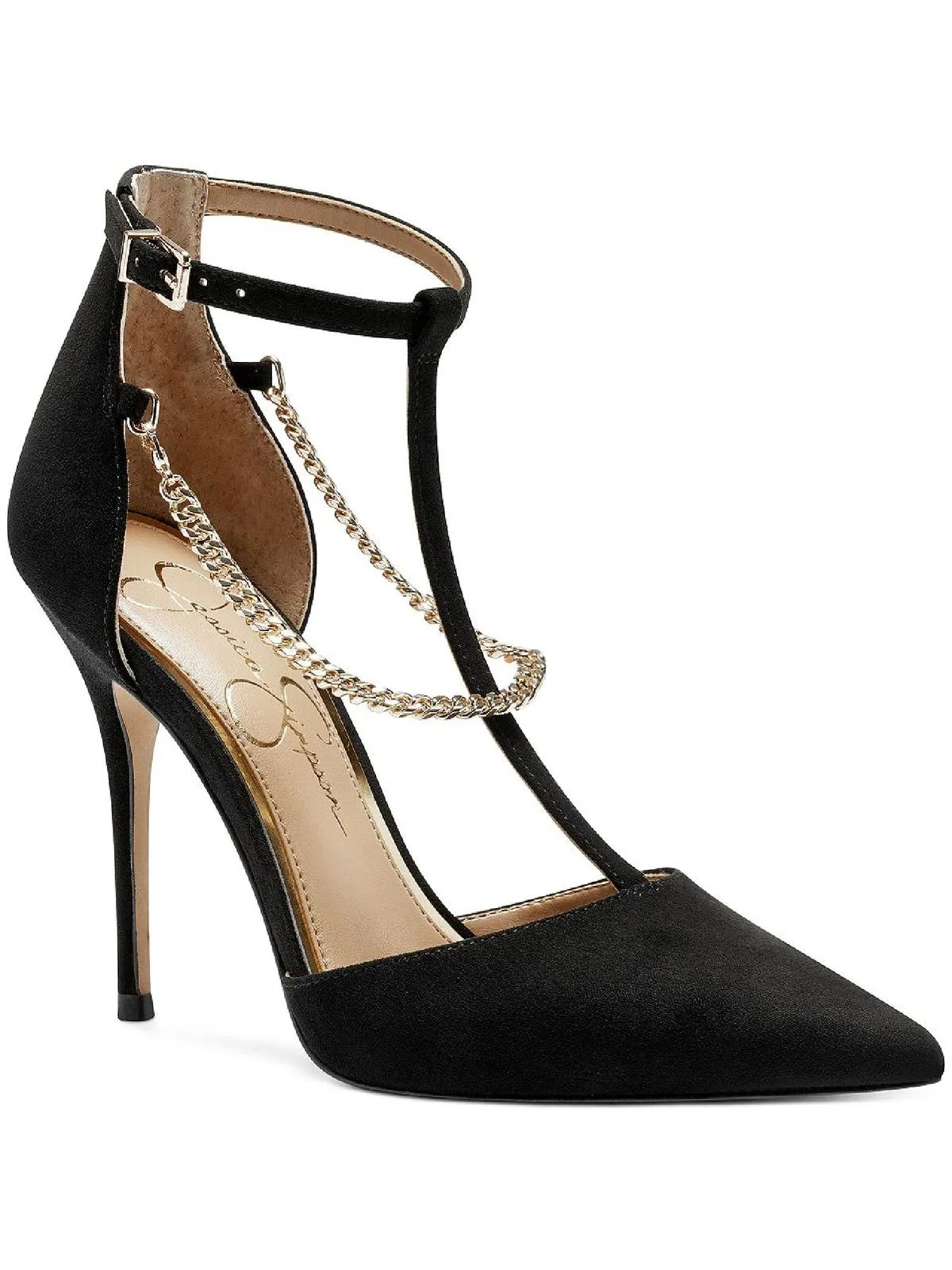 Wintelle Womens Chain T-Strap Heels