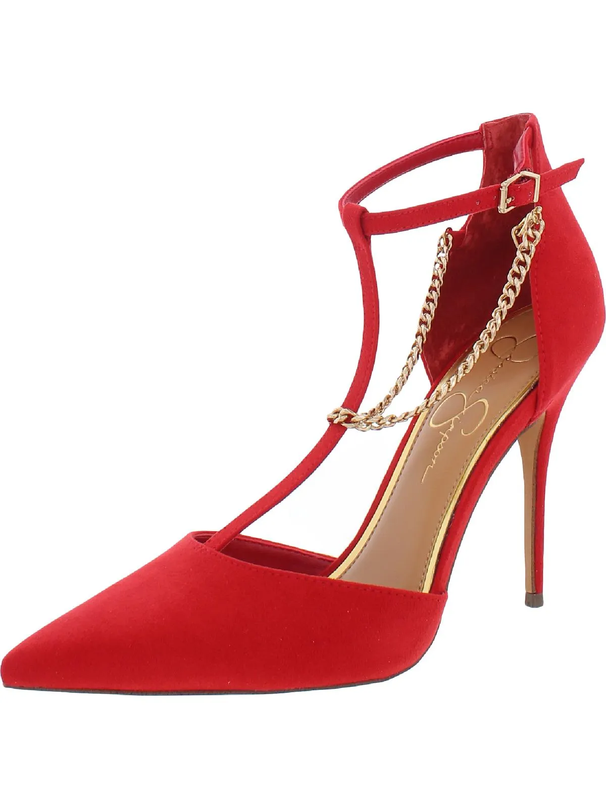 Wintelle Womens Chain T-Strap Heels