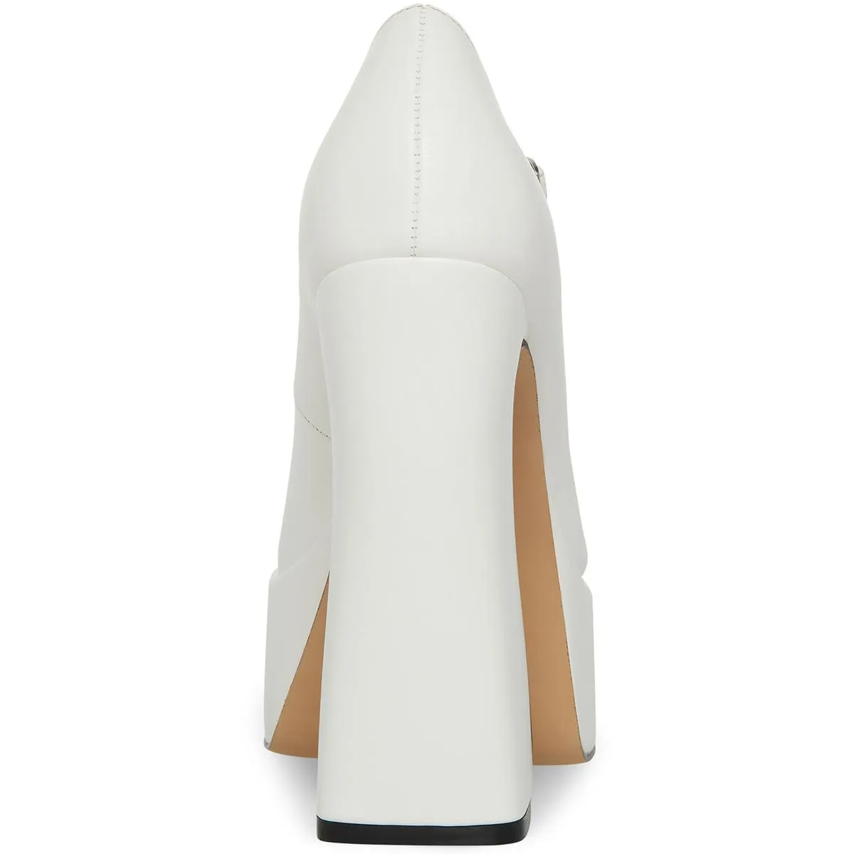 Womens Faux Leather Buckle Platform Heels