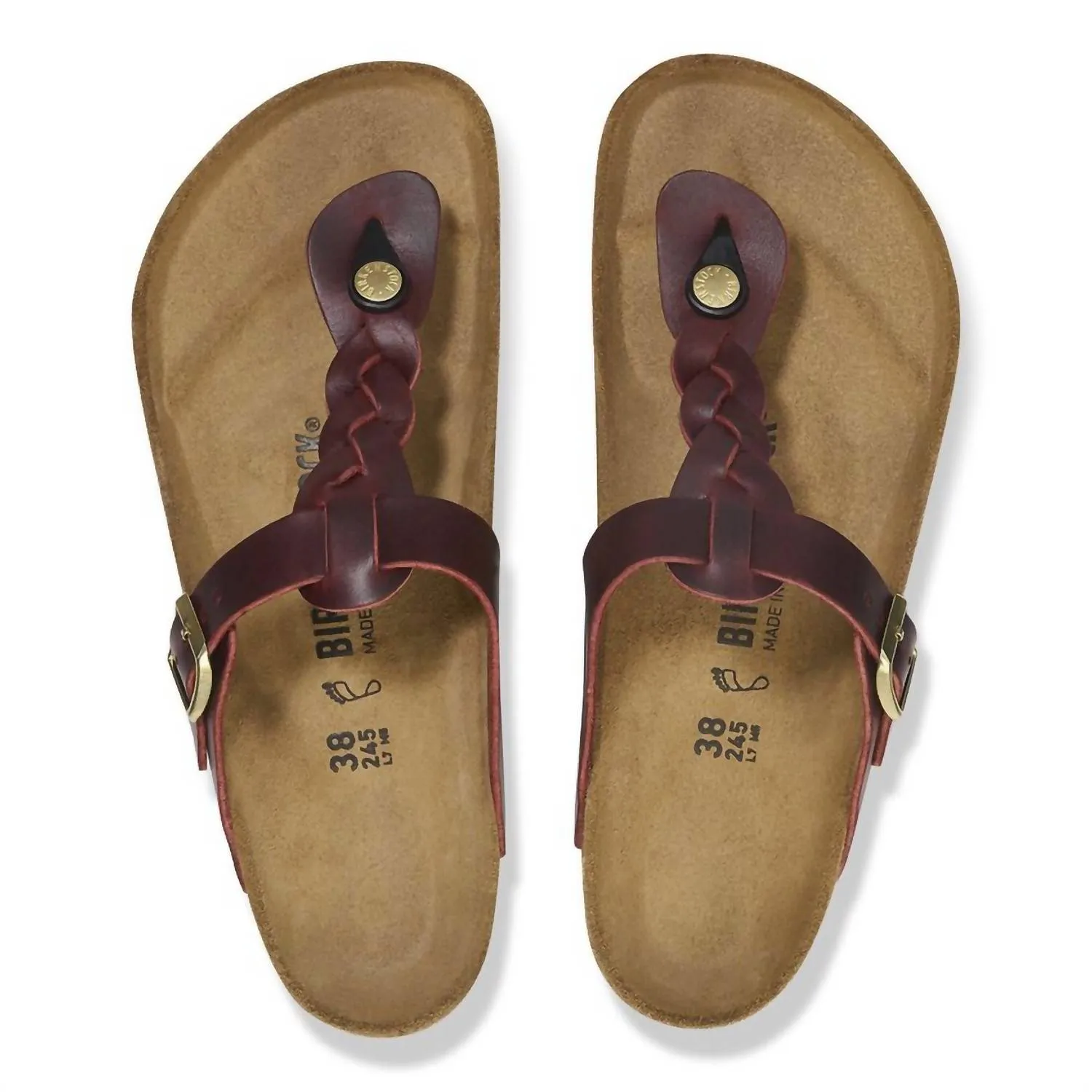 Women's Gizeh Braided Oiled Leather Sandals In Zinfandel
