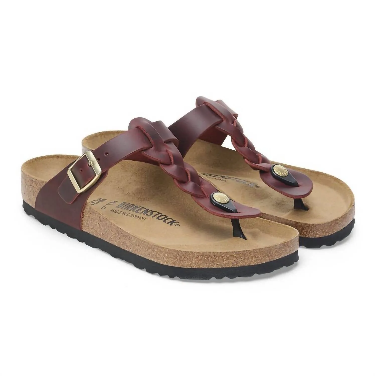 Women's Gizeh Braided Oiled Leather Sandals In Zinfandel