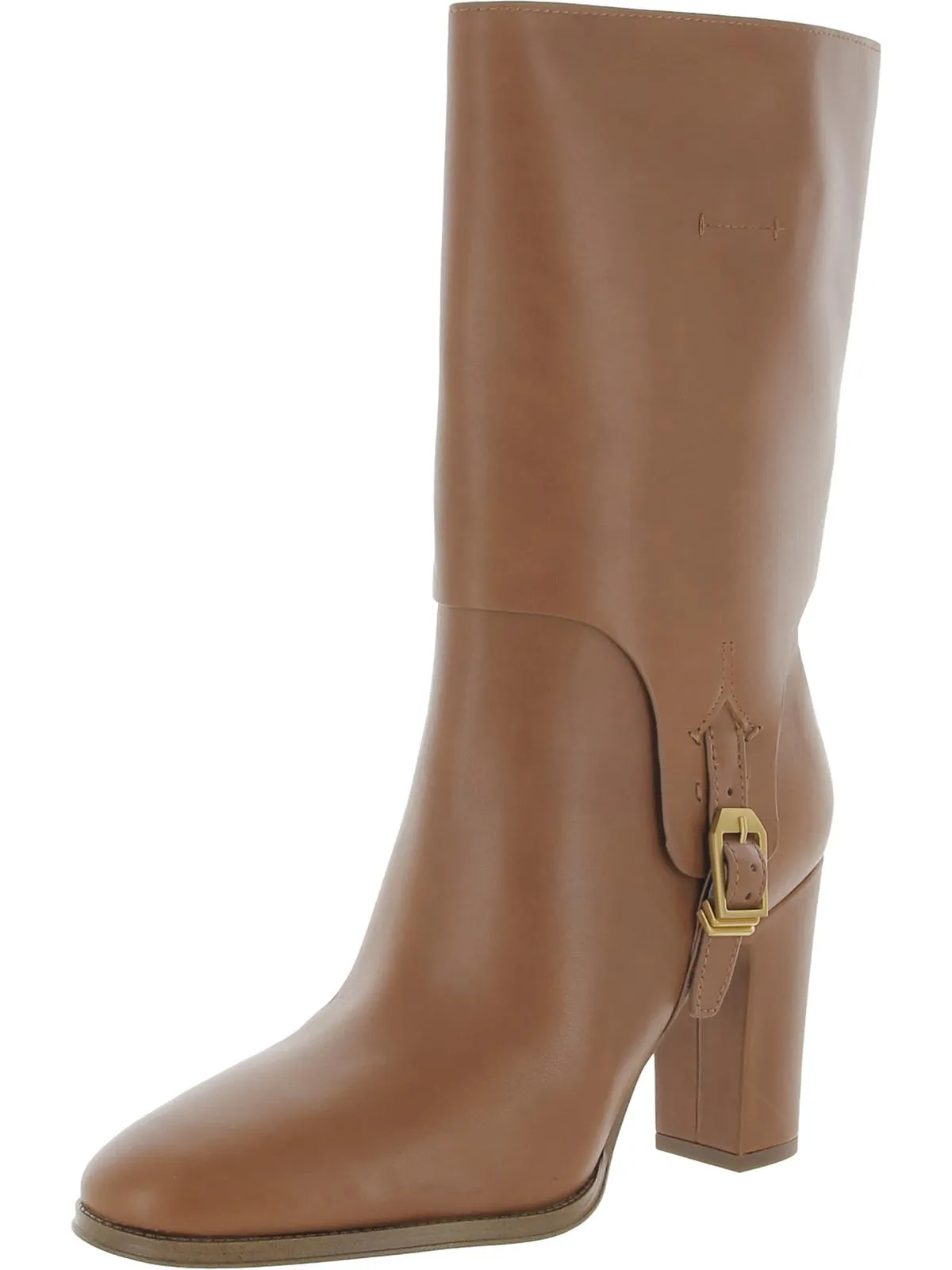 Wyatt Womens Leather Pull On Mid-Calf Boots