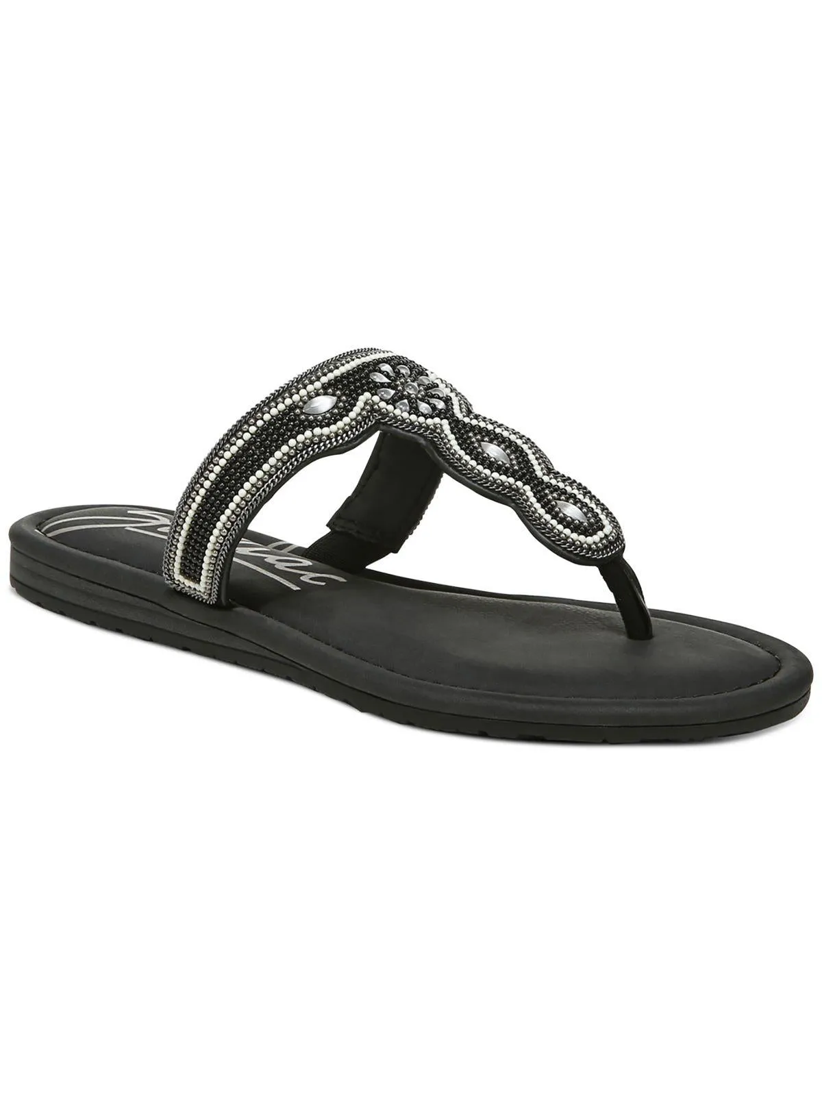 Yves Womens Faux Leather Flip-Flop T-Strap Sandals