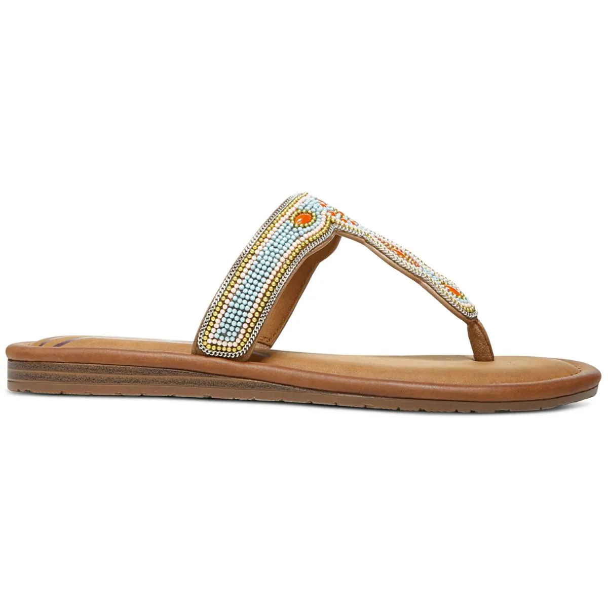 Yves Womens Faux Leather Flip-Flop T-Strap Sandals