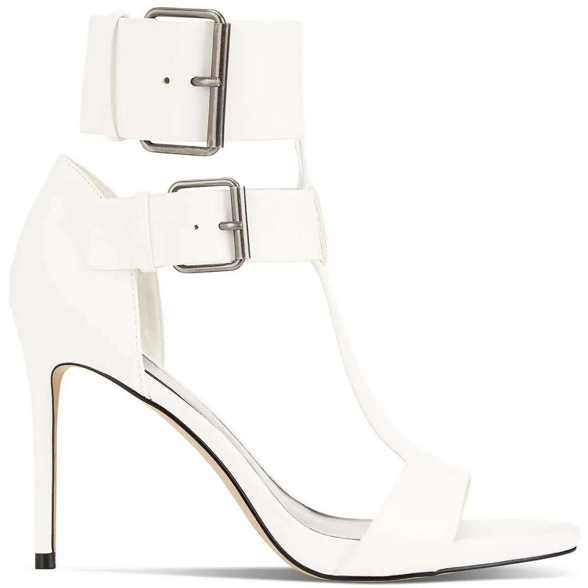 Zahara Womens Faux Leather Double Buckle T-Strap Sandals
