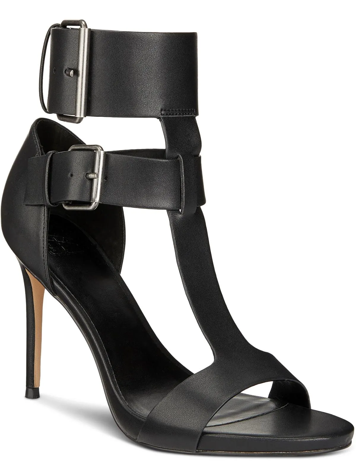 Zahara Womens Faux Leather Double Buckle T-Strap Sandals