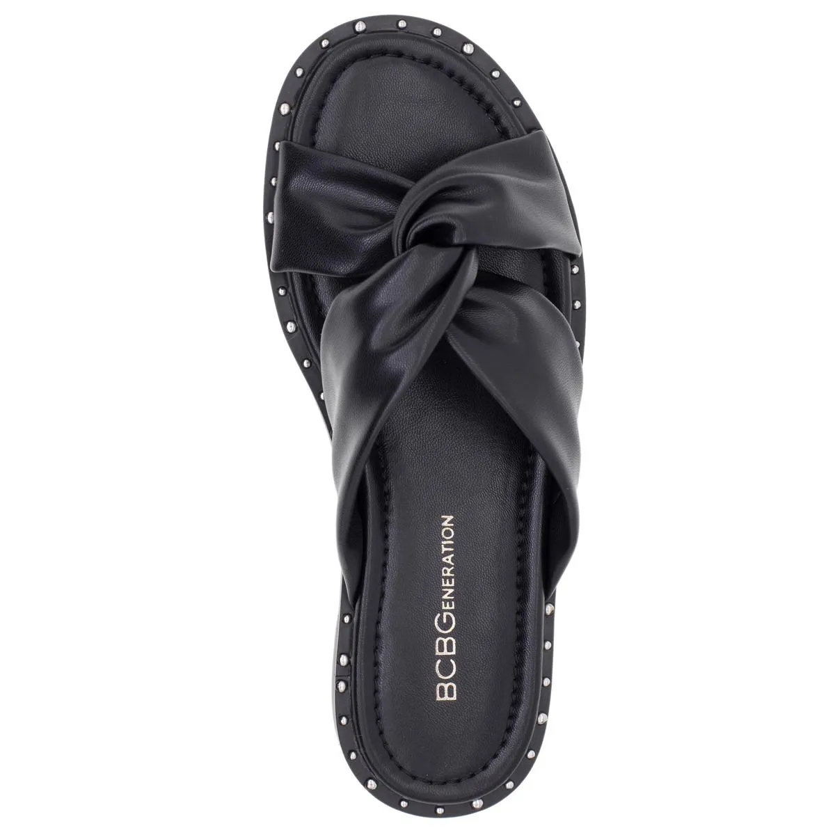 Zexanna Womens Open Toe Studded Slides