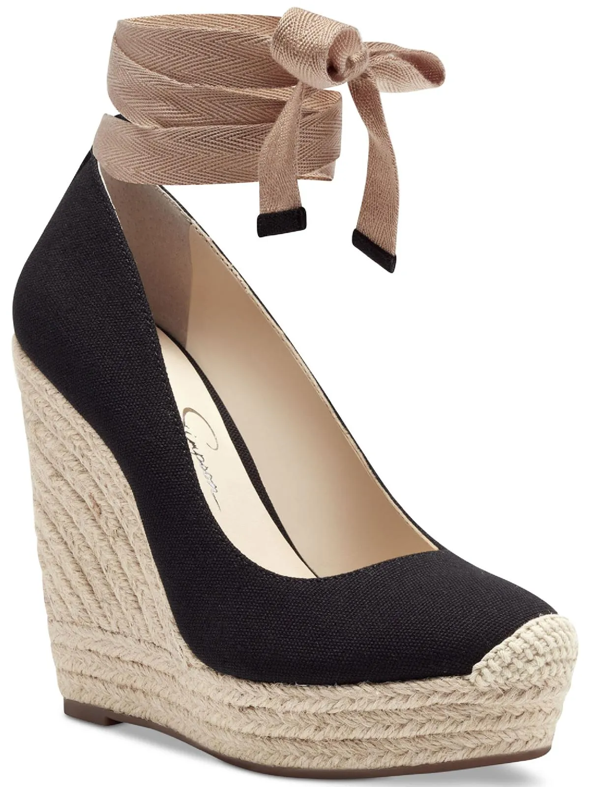Zexie Womens Canvas Wrap Wedge Heels