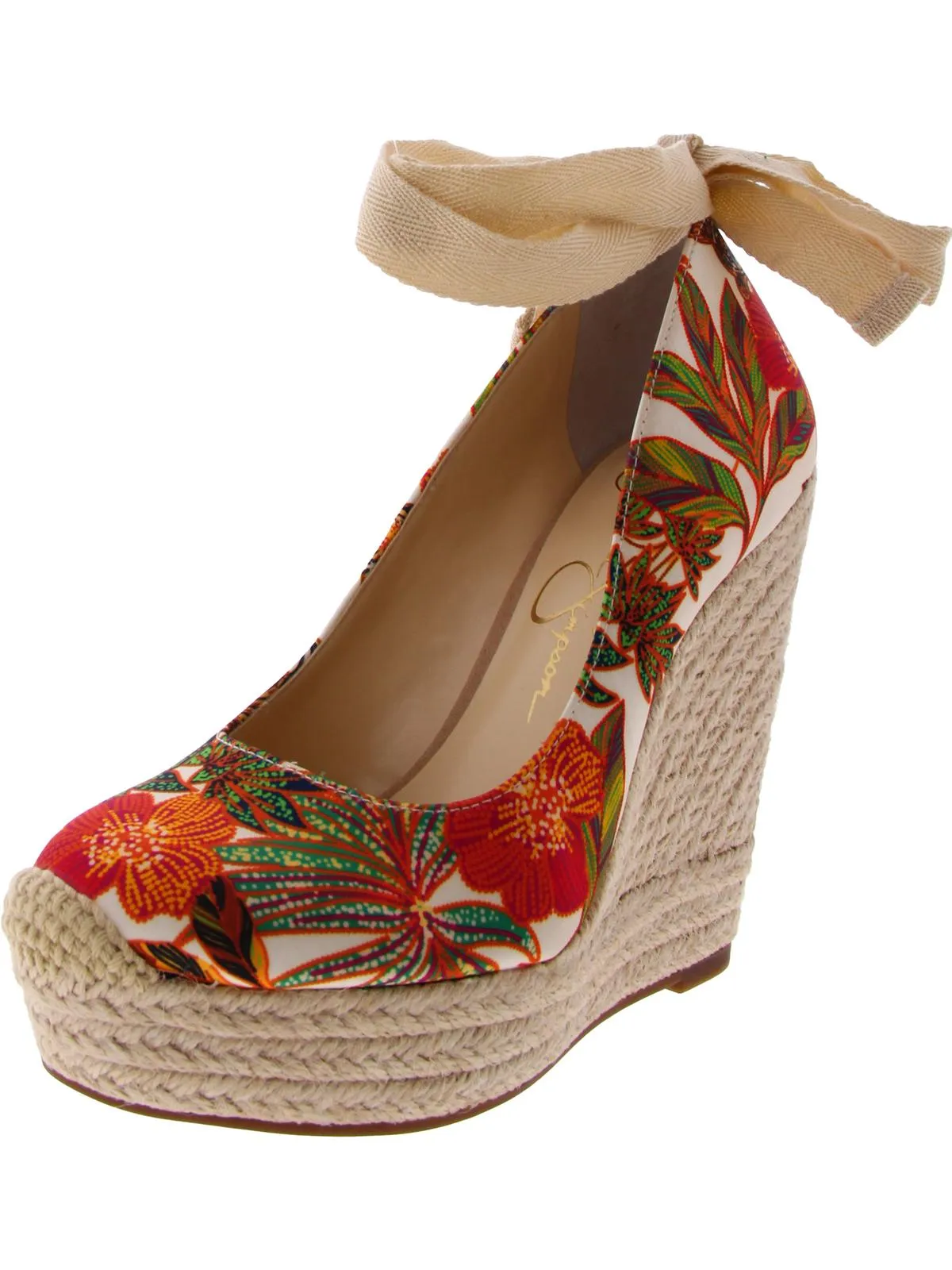 Zexie Womens Canvas Wrap Wedge Heels