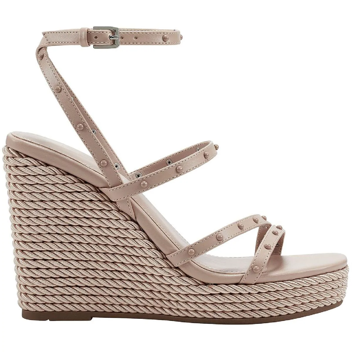 Zig  Womens Faux Leather Studded Wedge Sandals