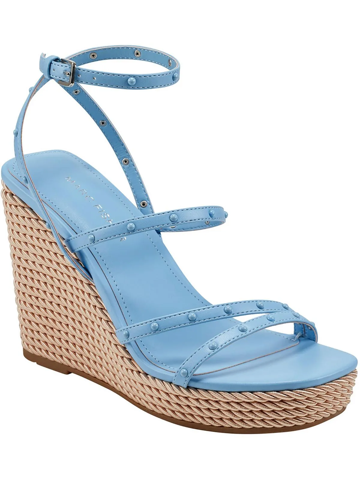 Zig  Womens Faux Leather Studded Wedge Sandals